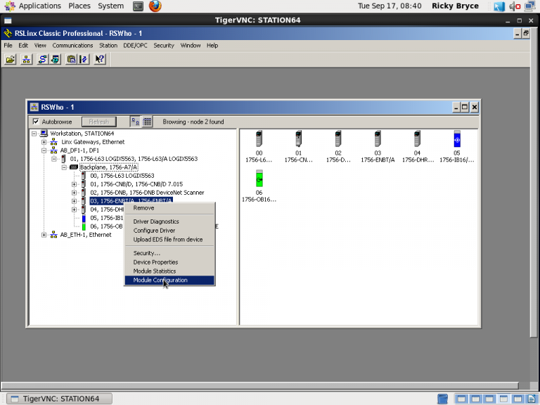 Assigning an IP Address with RSLinx using the RSWho screen.