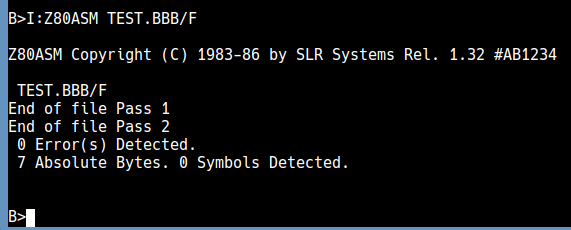 Z80ASM on IMSAI 8080