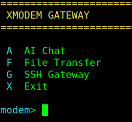 XMODEM Gateway opening screen